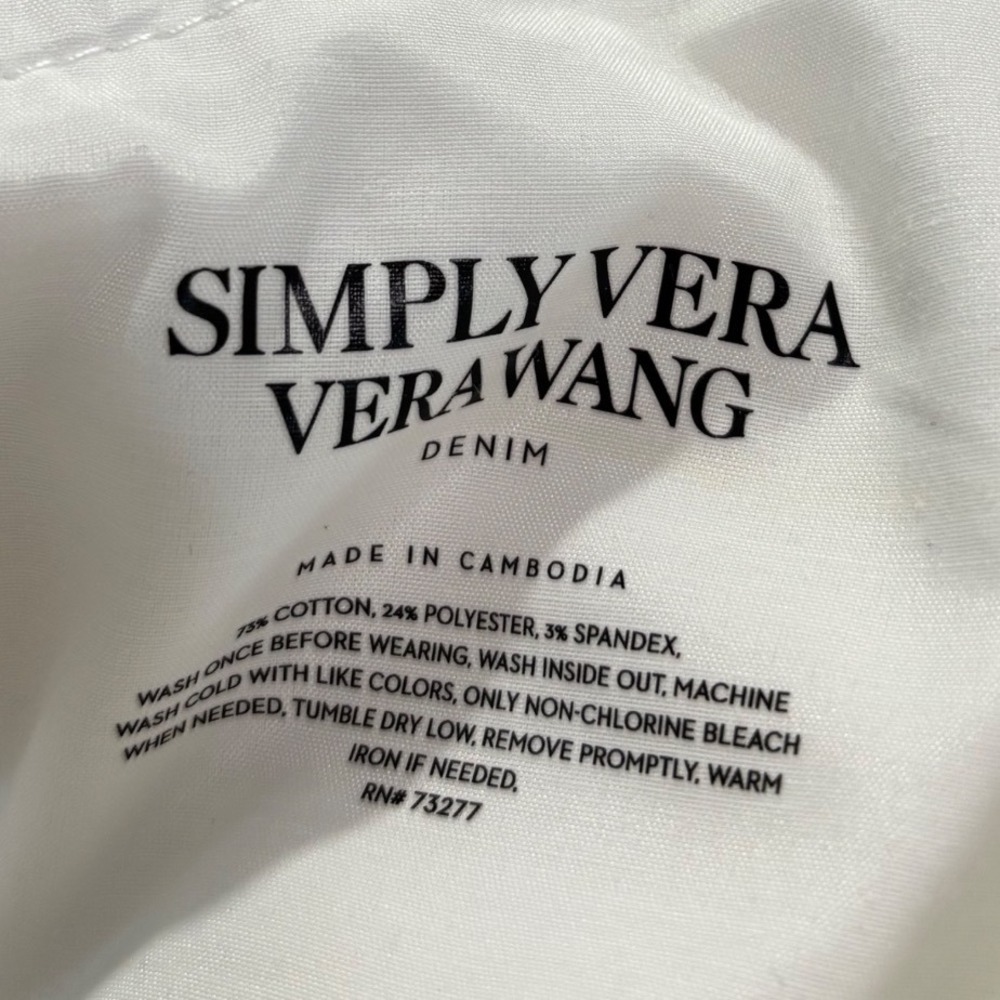 Simply Vera Vera Wang Denim Pants Women 10 White Textured Crinkle Slim Leg - Picture 6 of 7